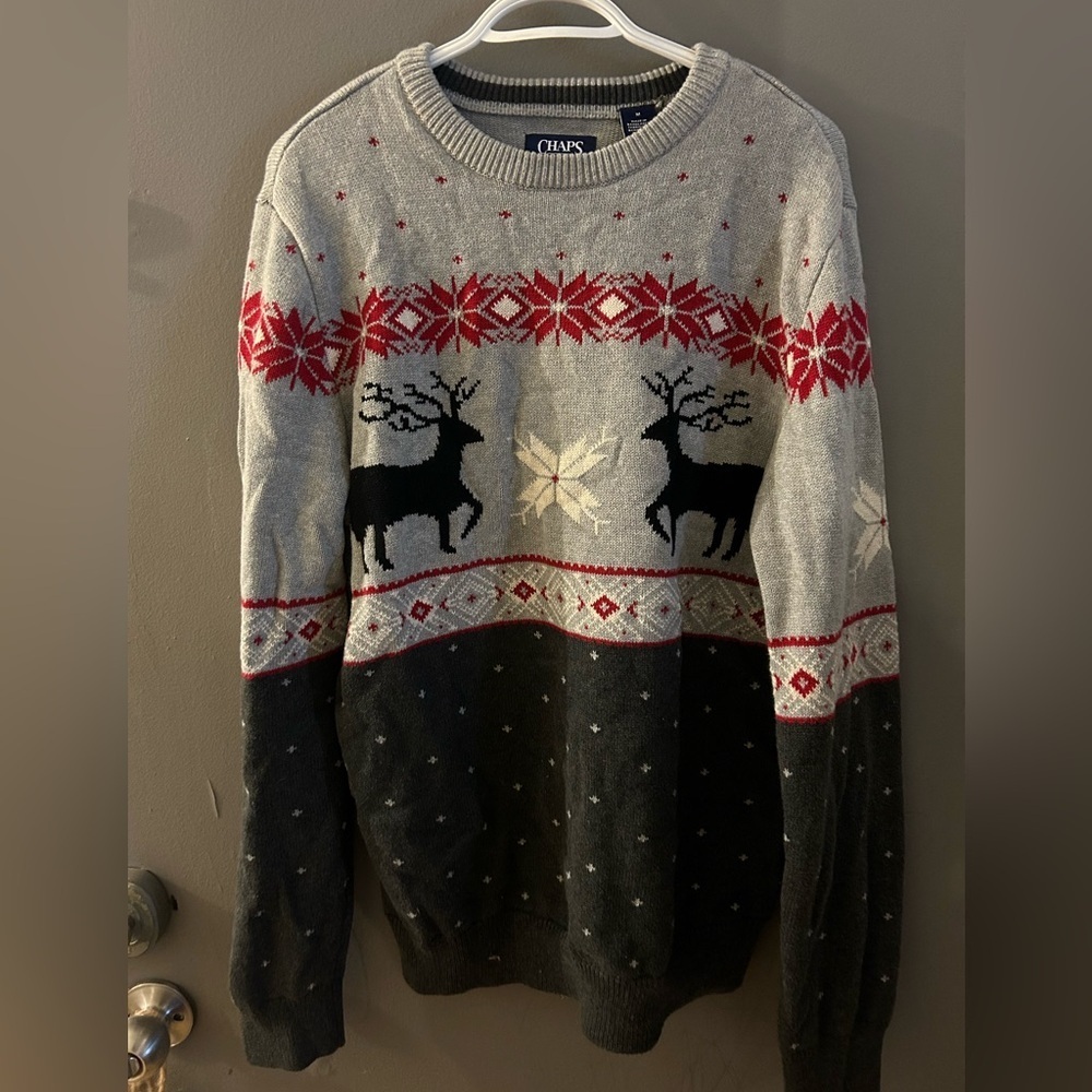 Chaps reindeer christmas cotton Festive Crewneck Sweater